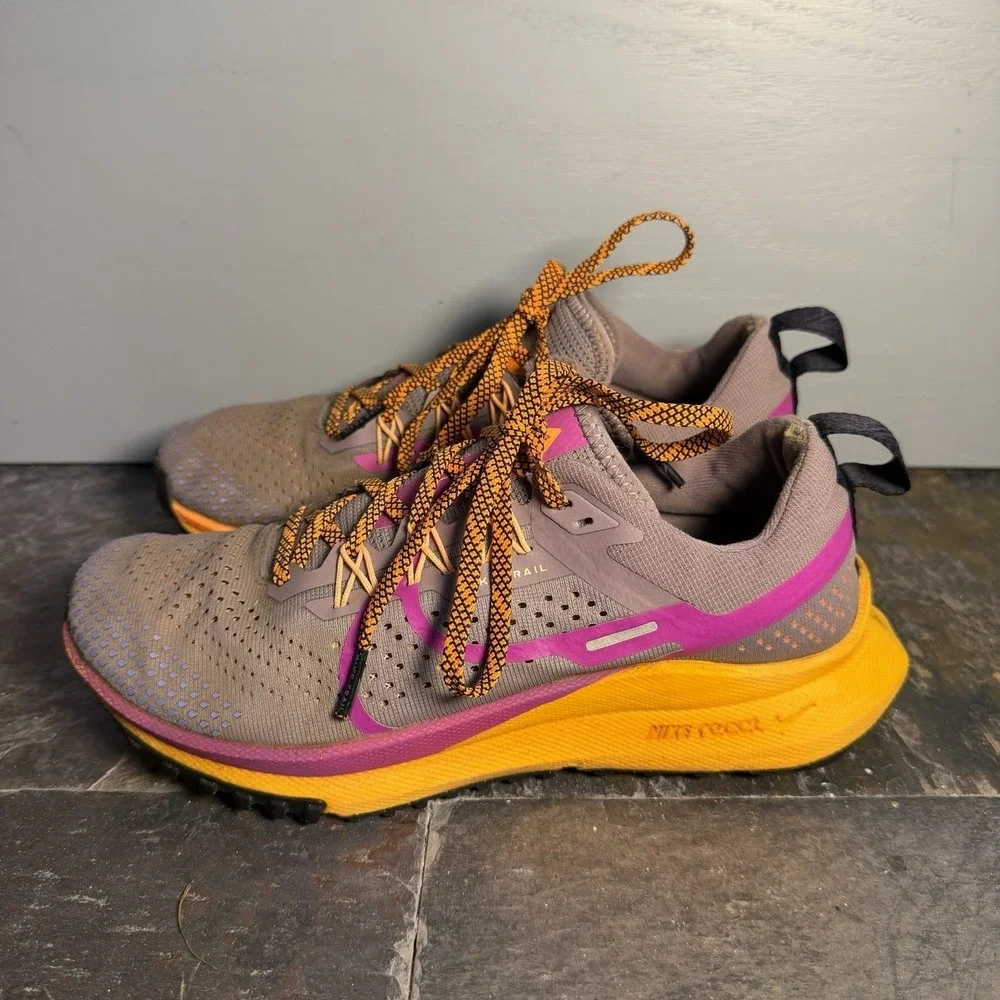 Nike React Pegasus Trail Purple Orange Sneakers Womens Size 7